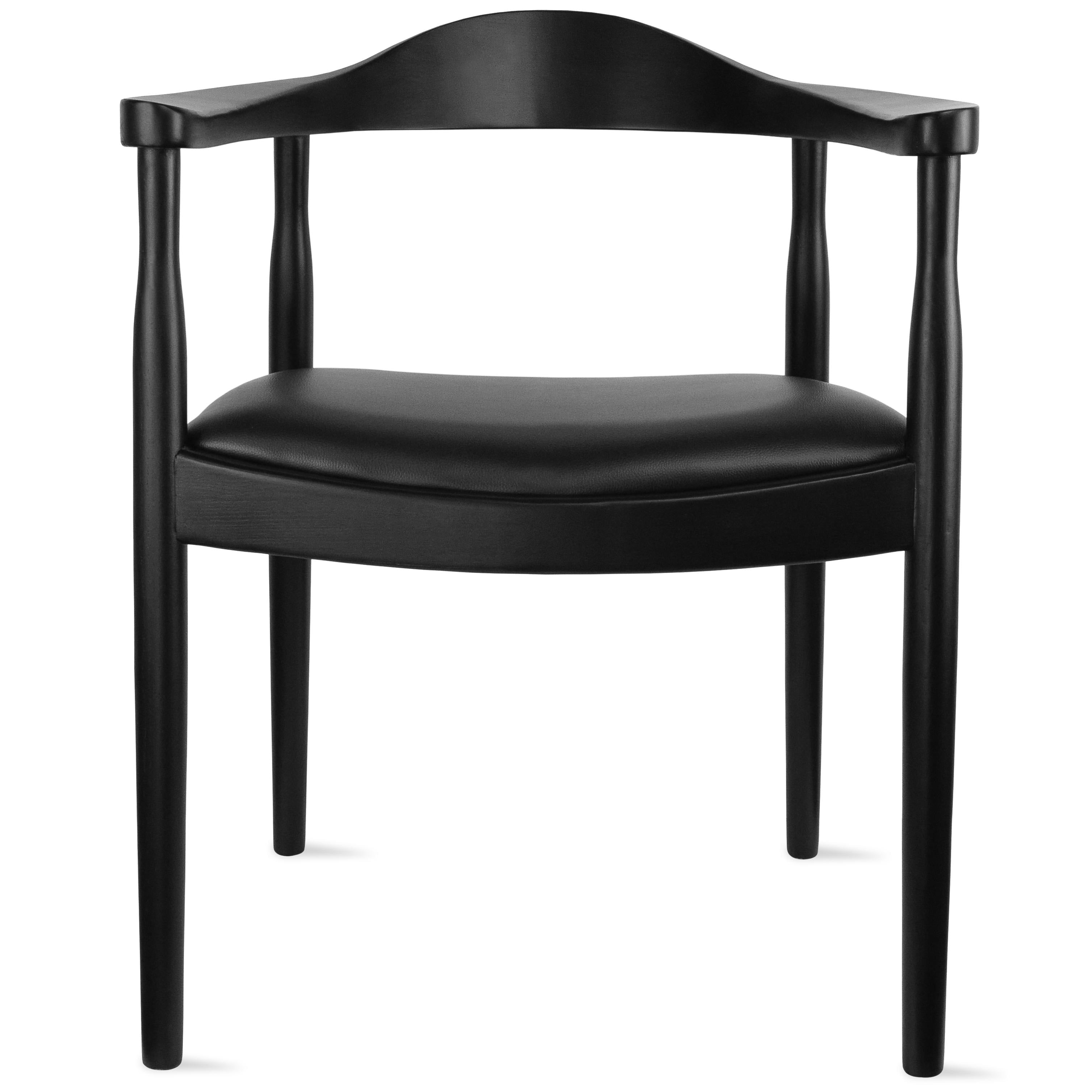 2Xhome Natural Solid Real Oak Wood Pu Leather Cushion Seat Kennedy Chair Armchair Dining Chair Hans Wegner Style