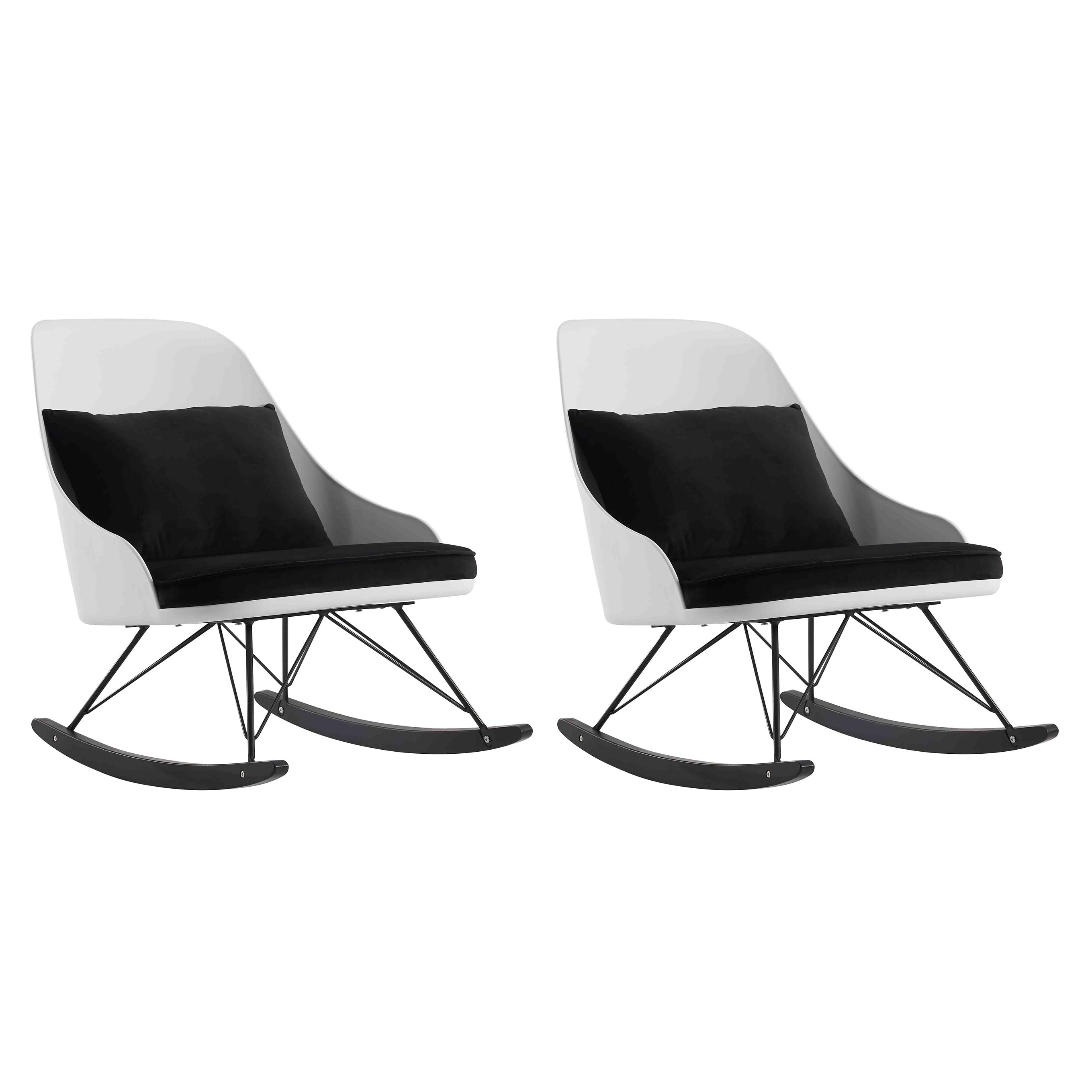 2Xhome Set Of 2 Modern Large Rocking Chair With Cushion Plastic Arm Chair Lounge Nursery Living Room Rocker Decor Furniture