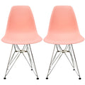 2Xhome Modern Side Dining Chair Colors With Wire Chrome Legs Base Set Of 2