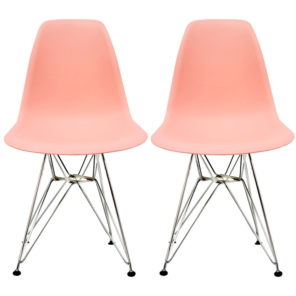 2Xhome Modern Side Dining Chair Colors With Wire Chrome Legs Base Set Of 2