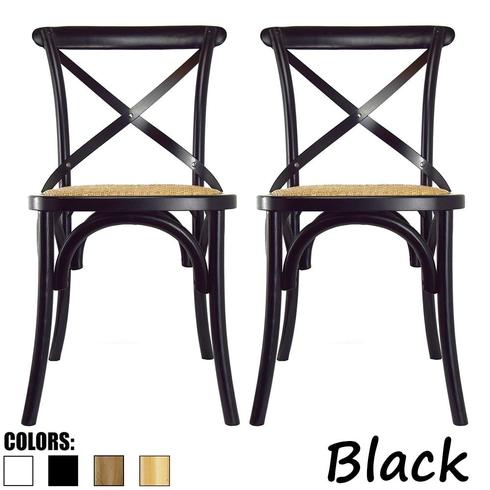 2Xhome Set Of 2 Modern Contemporary Antique Farmhouse Decor Cross Back Wooden Frame Dining Chairs Wood Accent With X Back Side