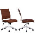 2Xhome Set Of 2 Modern Ergonomic Executive Mid Back Pu Leather Office Chairs No Arms Rest Tilt Adjustable Height With Wheels