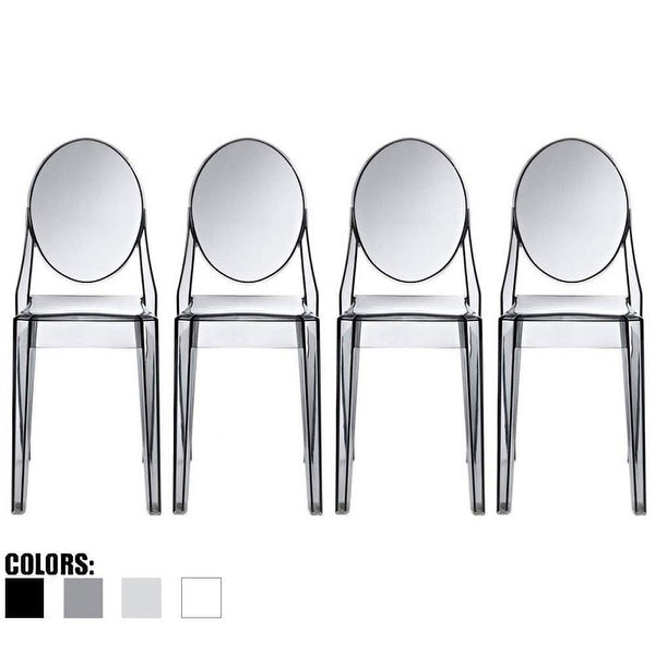 2Xhome Set Of 4 Smoke Transparent Plastic Dining Chairs Modern Designer Chair Stackable Chairs Accent Chairs