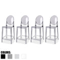 2Xhome Set Of 4 Smoke Modern 25 Seat Bar Stool Counter Height With Back Plastic Chairs For Home Restaurant Office