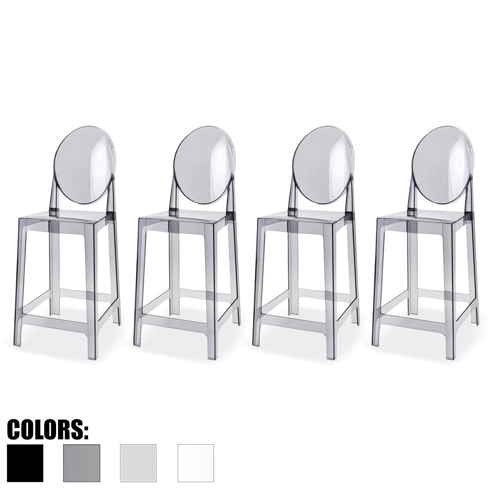 2Xhome Set Of 4 Smoke Modern 25 Seat Bar Stool Counter Height With Back Plastic Chairs For Home Restaurant Office