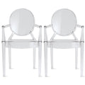 2Xhome Set Of Two 2 Clear Modern Plastic Dining Chair Armchairs Made From Polycarbonate Plastic