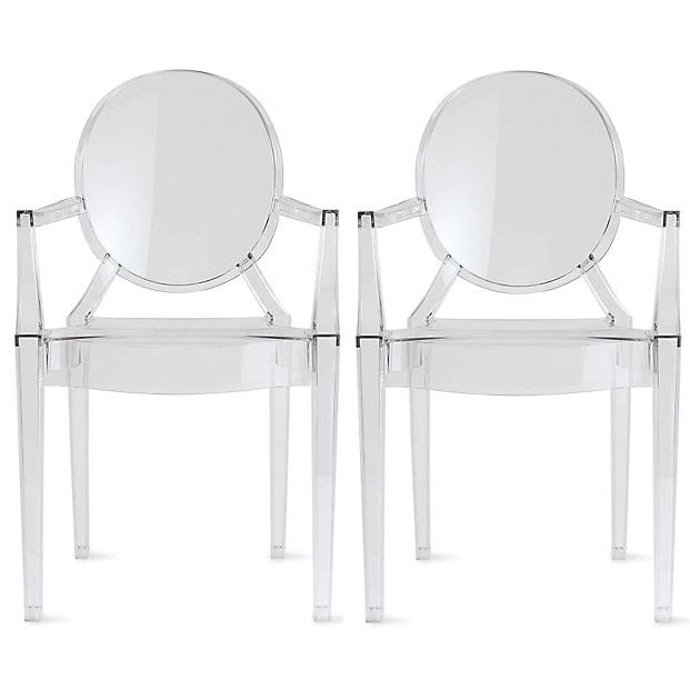 2Xhome Set Of Two 2 Clear Modern Plastic Dining Chair Armchairs Made From Polycarbonate Plastic