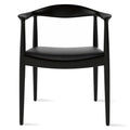 2Xhome Modern Walnut Solid Real Oak Wood Pu Leather Cushion Seat Kennedy Chair With Arm Armchair Dining Chair Hans Wegner Style