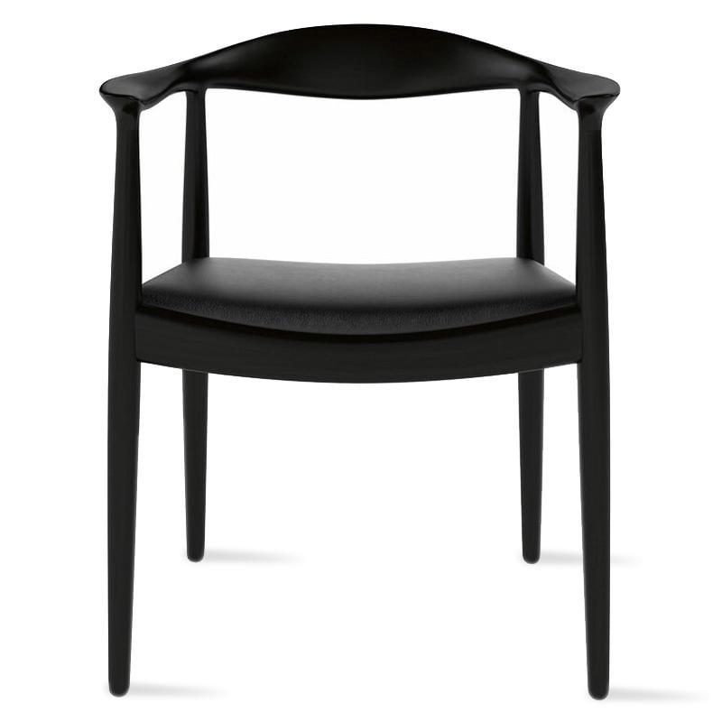 2Xhome Modern Walnut Solid Real Oak Wood Pu Leather Cushion Seat Kennedy Chair With Arm Armchair Dining Chair Hans Wegner Style