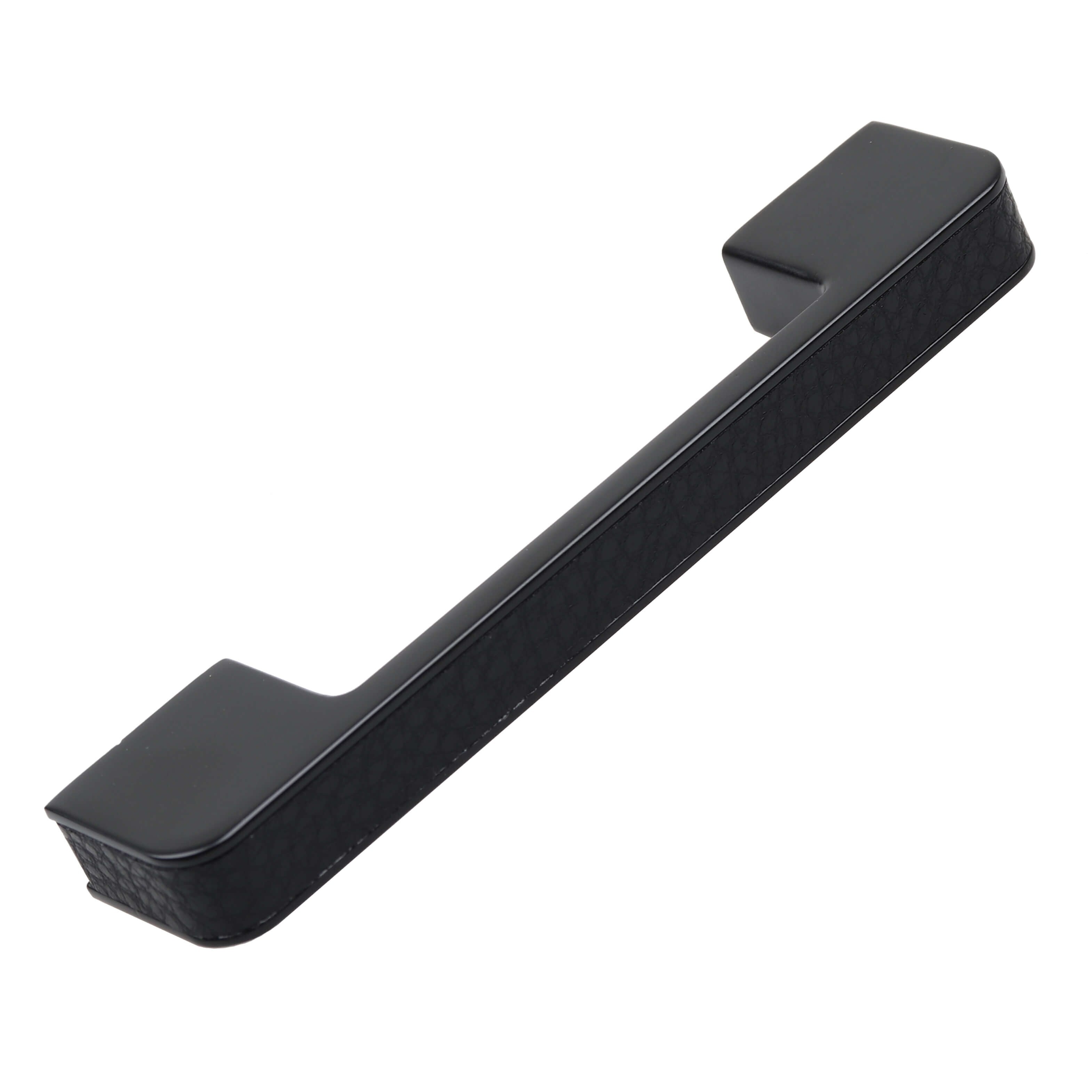 3 3 4 In. Center Embossed Leather Strip Cabinet Pulls Matte Black Pack Of 10
