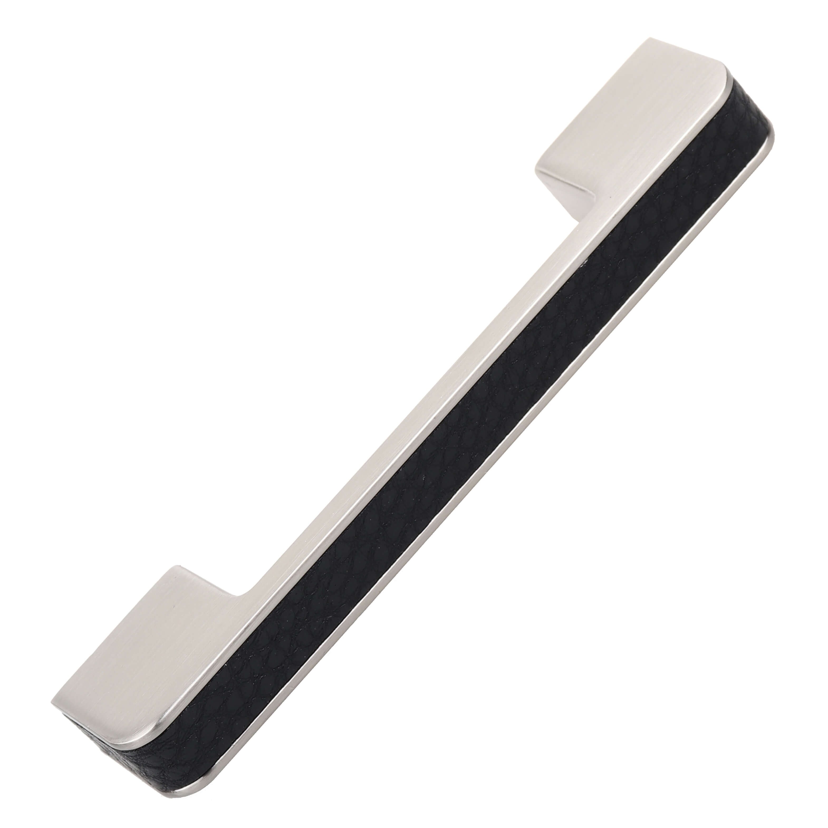 3 3 4 In. Center Embossed Leather Strip Cabinet Pulls Satin Satin Nickel Pack Of 10