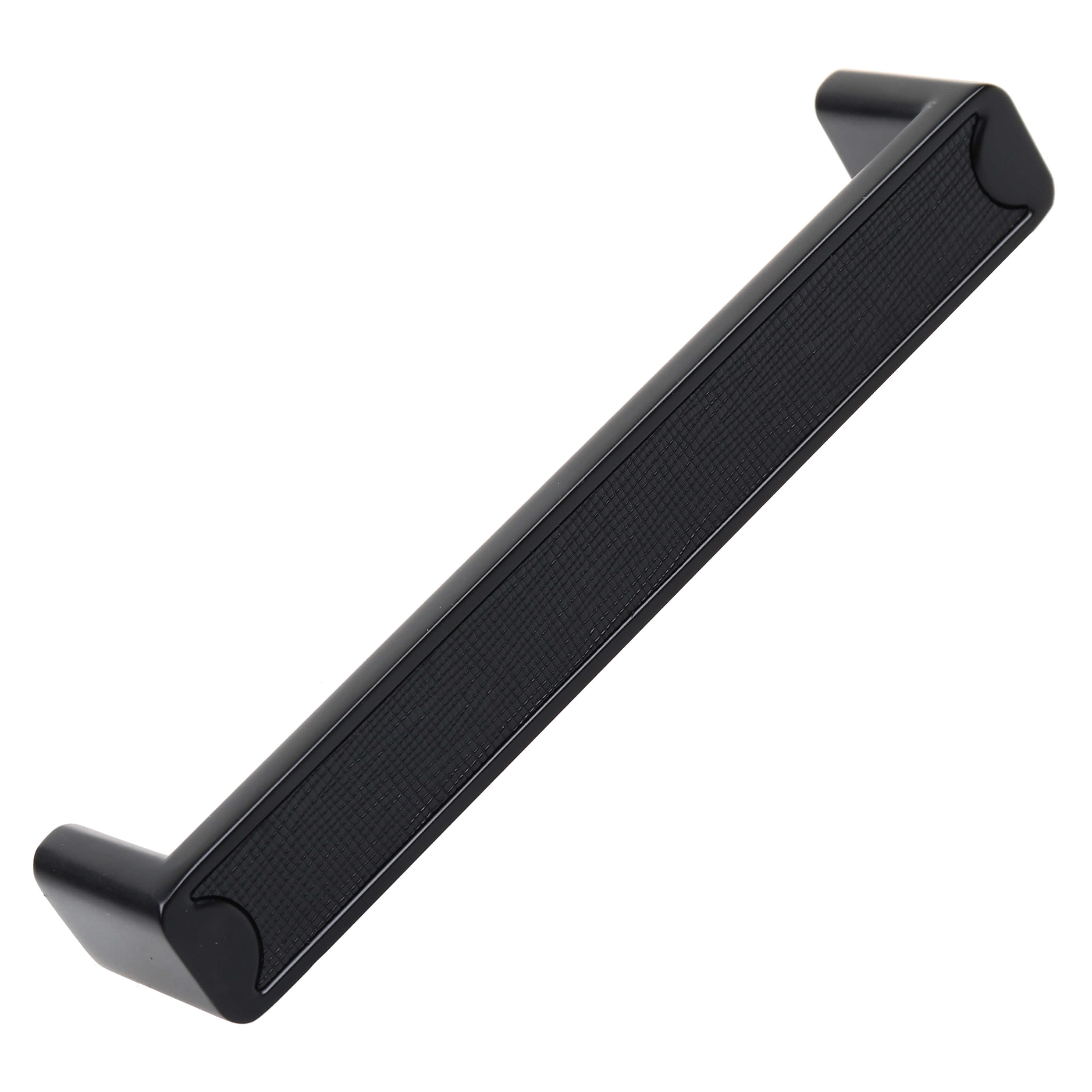 3 3 4 In. Center Embossed Leather Strip Rectangle Cabinet Pulls Matte Black Pack Of 10