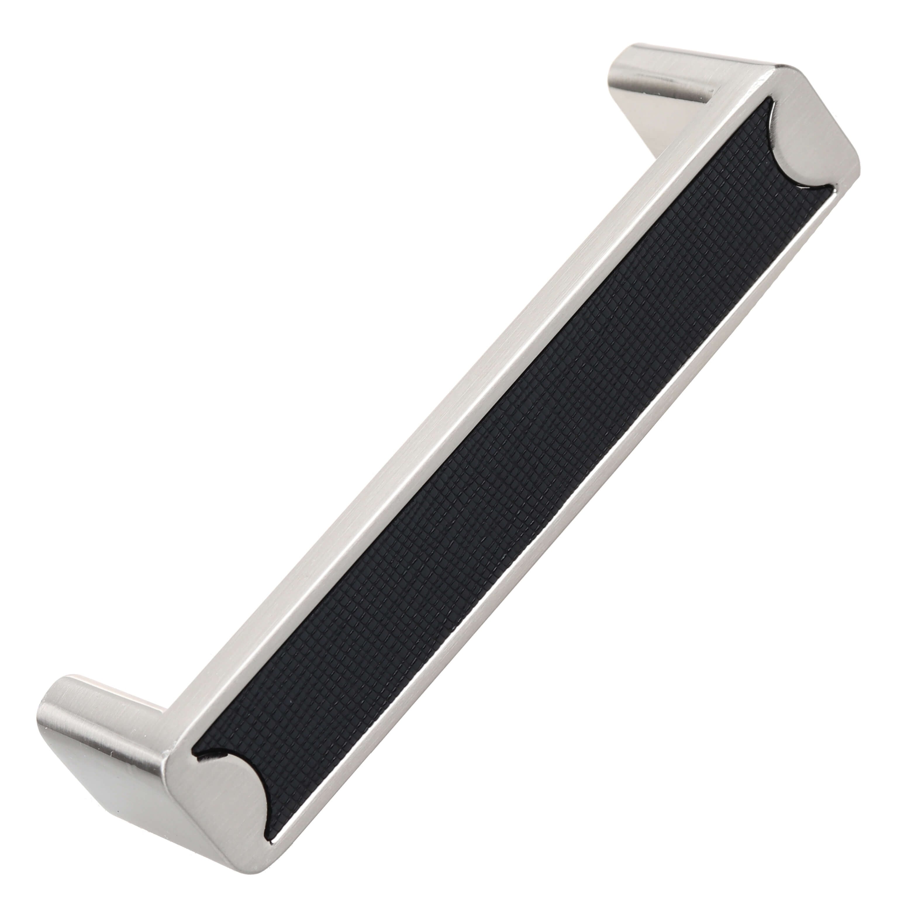 3 3 4 In. Center Embossed Leather Strip Rectangle Cabinet Pulls Satin Nickel Pack Of 5
