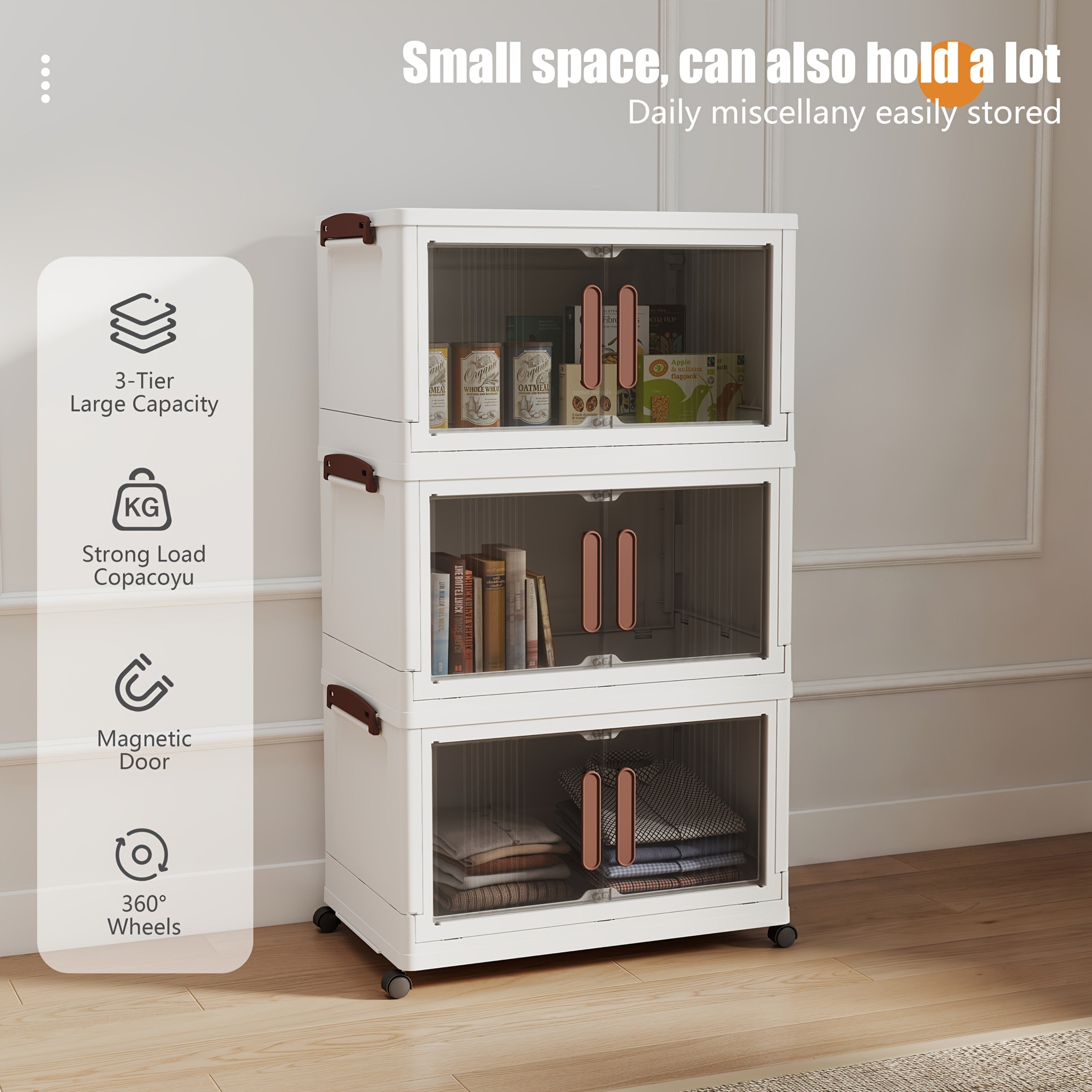 3 4 5 Tier Storage Box With Lid Stackable Storage Box With Wheels Foldable Storage Bin Living Room Closet Organizer