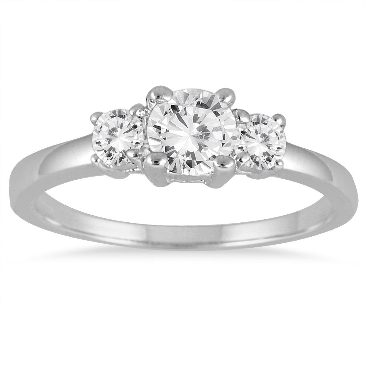 3 4 Carat Tw Diamond Three Stone Engagement Ring In 14K White Gold