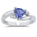 3 4 Carat Trillion Cut Tanzanite And Diamond Ring In 14K White Gold