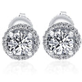 10K White Gold 3 4 Ct Tdw Diamond Halo Petite Studs Womens Earrings 6.5Mm