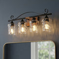 3 4 Light Bathroom Vanity Lights Wall Mounted Light Hammered Glass