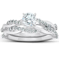 3 4Ct Diamond Infinity Engagement Ring Set 14K White Gold Maching Woven Band