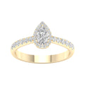 3 4Ct Tdw Diamond Pear Shape Halo Ring In 10K Gold By De Couer