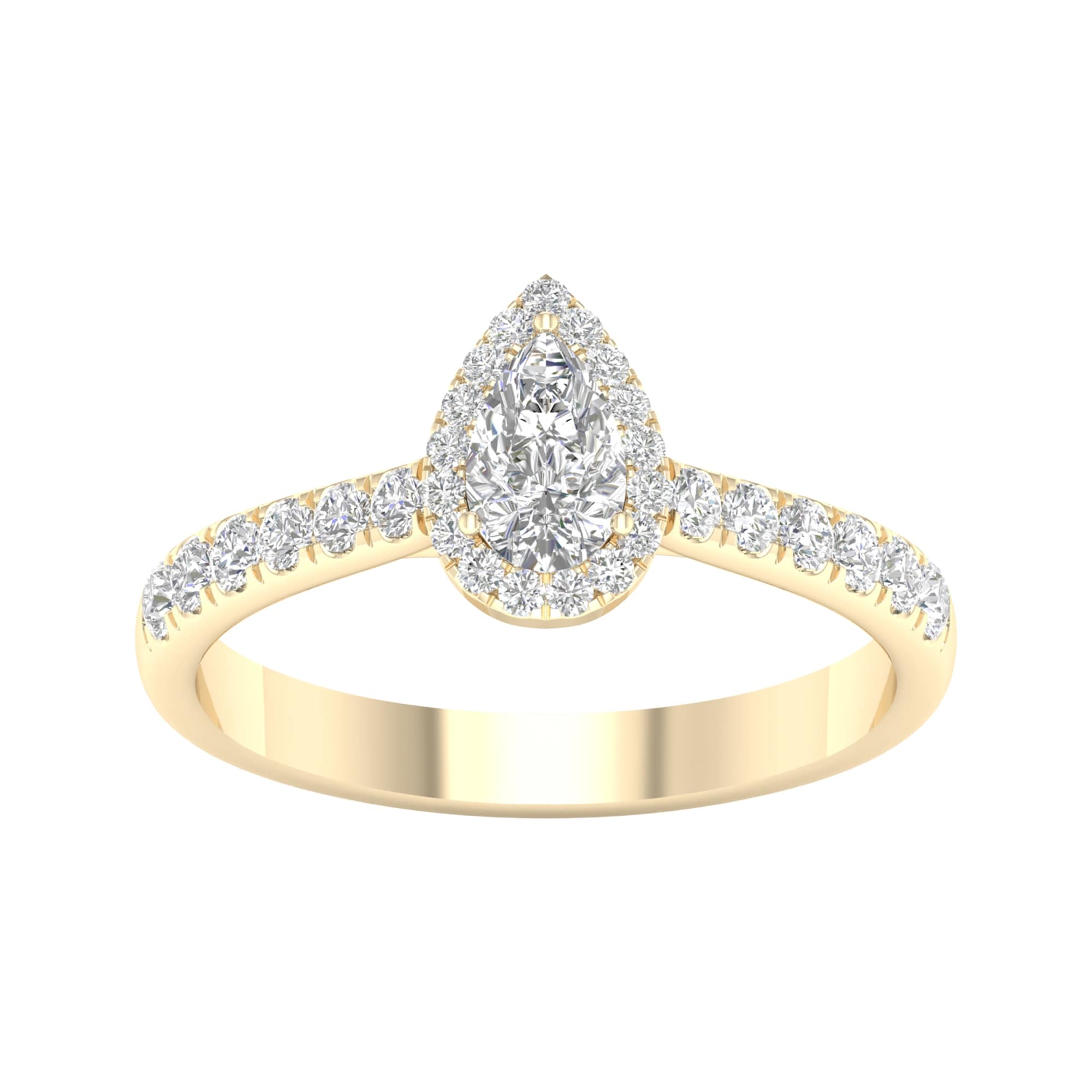 3 4Ct Tdw Diamond Pear Shape Halo Ring In 10K Gold By De Couer