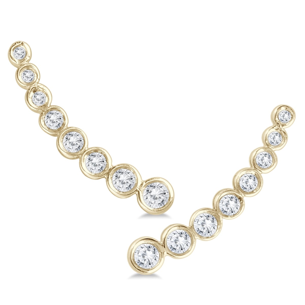 3 8 Carat Tw Bezel Set Diamond Climber Earrings In 14K Yellow Gold
