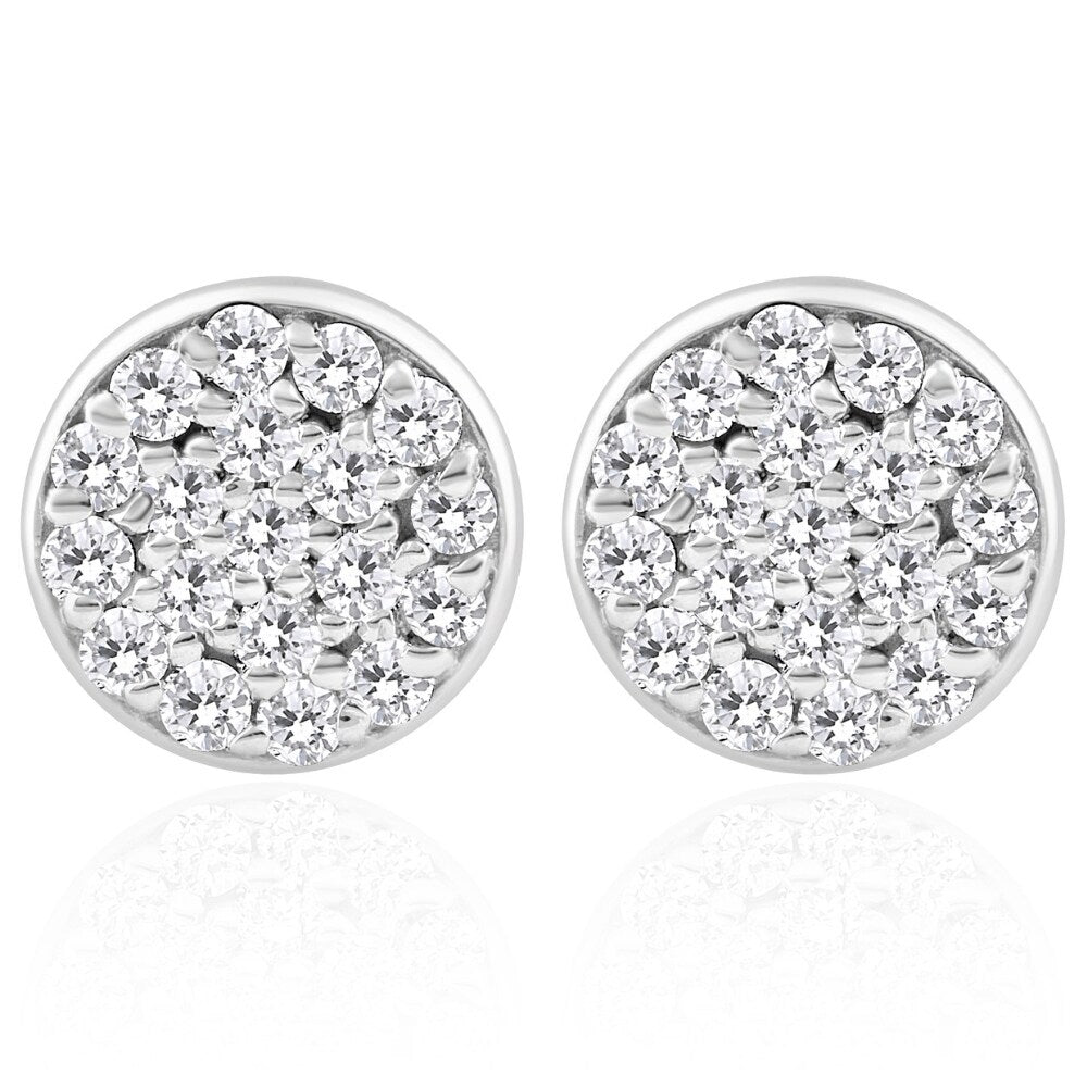 3 8 Ct Ex3 Lab Grown Diamond Pave Studs Womens Earrings Lab Grown 14K White Gold 8Mm
