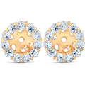 3 8Ct Halo Diamond Earring Jackets 14K Yellow Gold Fits .25Ct Stones 4Mm