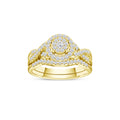 De Couer 10K Gold 3 8Ct Tdw Diamond Halo Twist Shank Bridal Ring Set