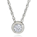 3 8Ct Bezel Solitaire Lab Created Diamond Pendant 14K White Gold
