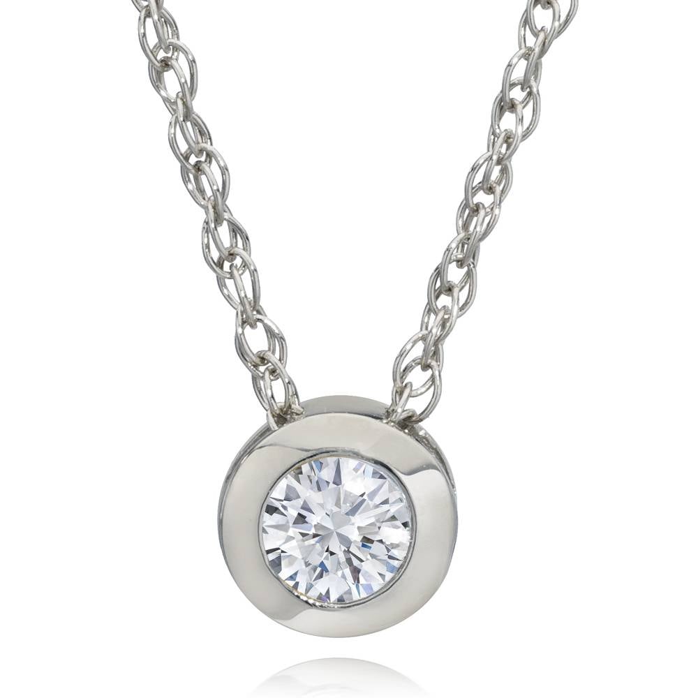 3 8Ct Bezel Solitaire Lab Created Diamond Pendant 14K White Gold