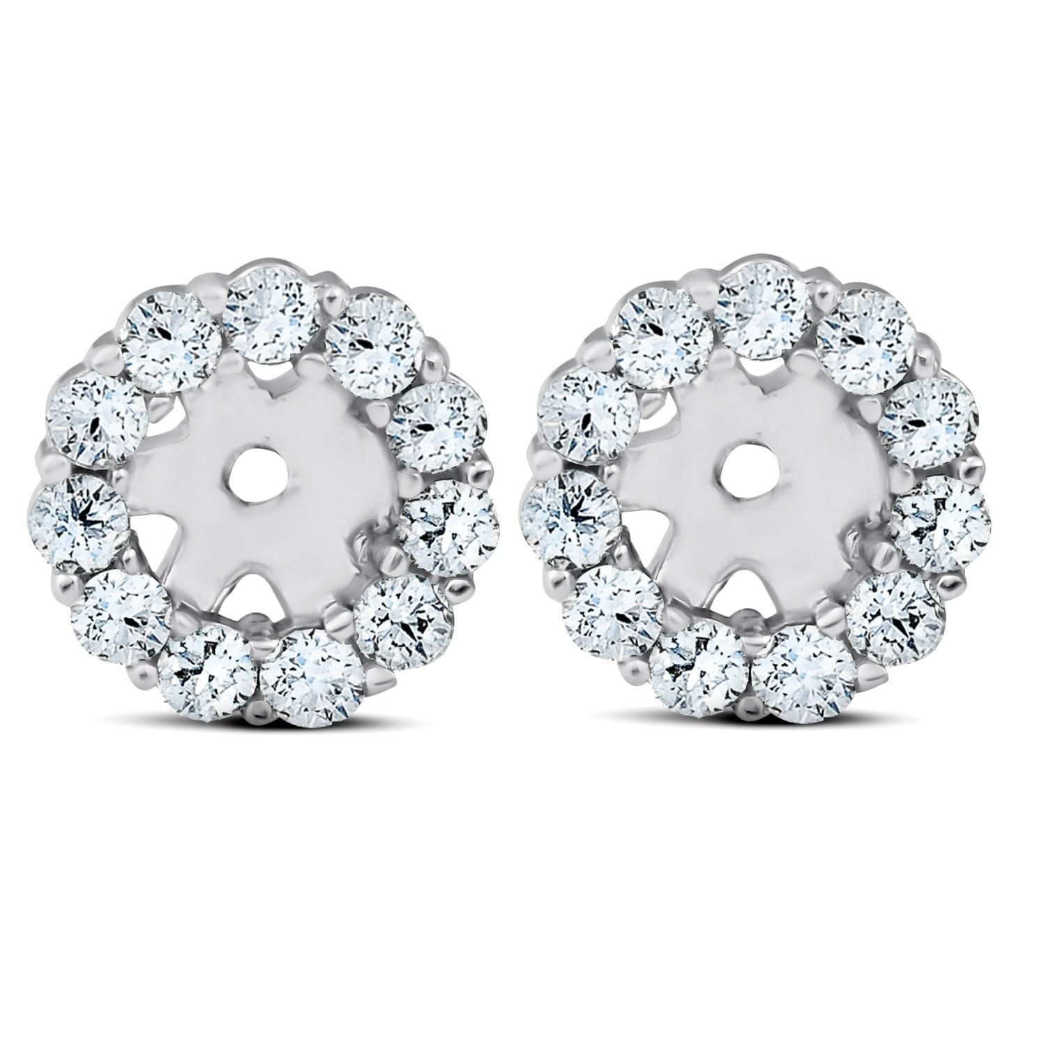 3 8Ct Halo Diamond Earring Jackets 14K White Gold Fits 1 4Ct Stones