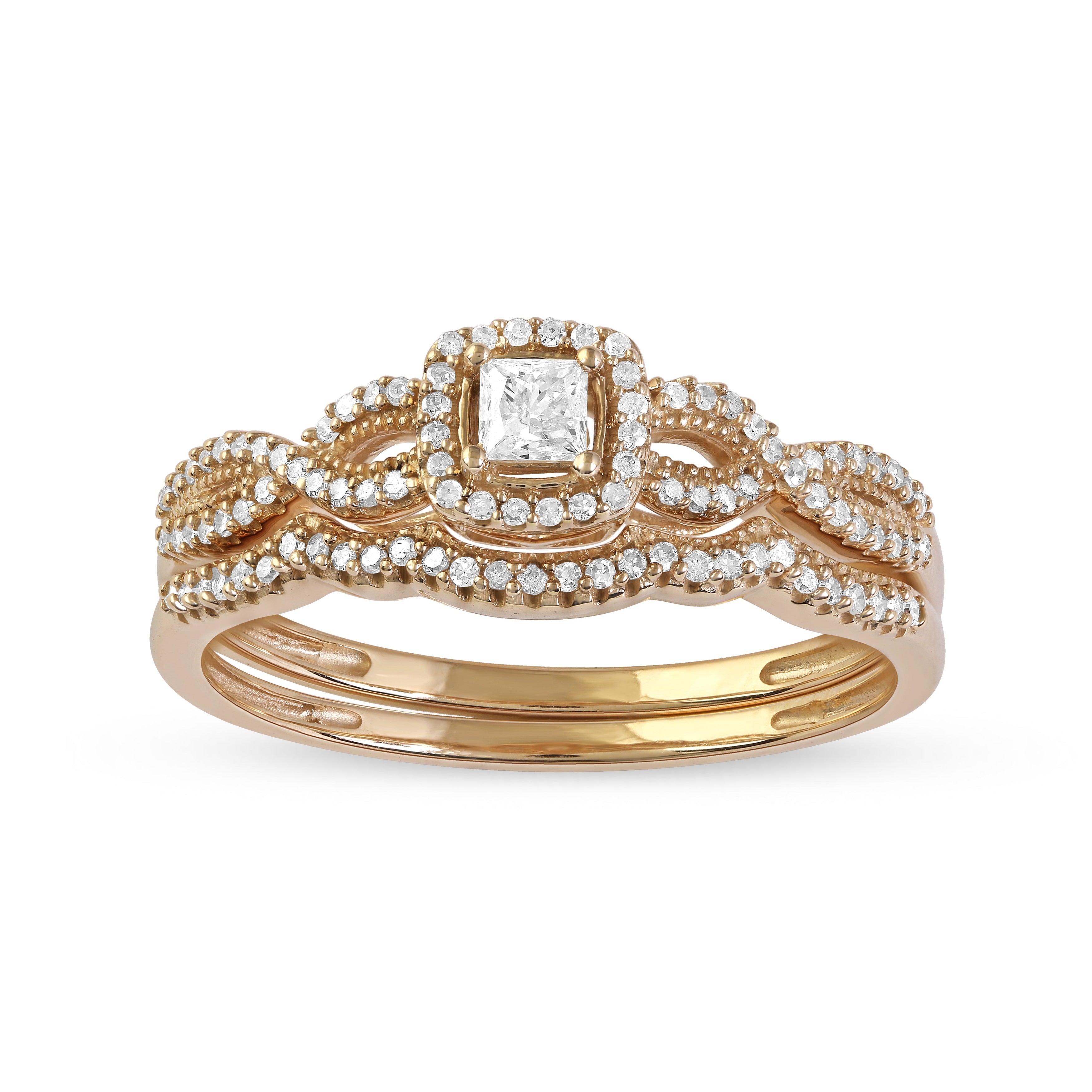 De Couer 10K Gold 3 8Ct Tdw Diamond Halo Birdal Ring