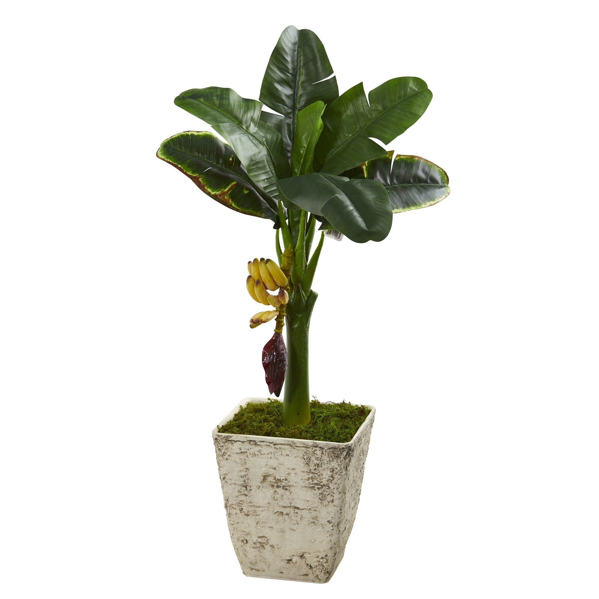 3 Banana Artificial Tree In Country White Planter