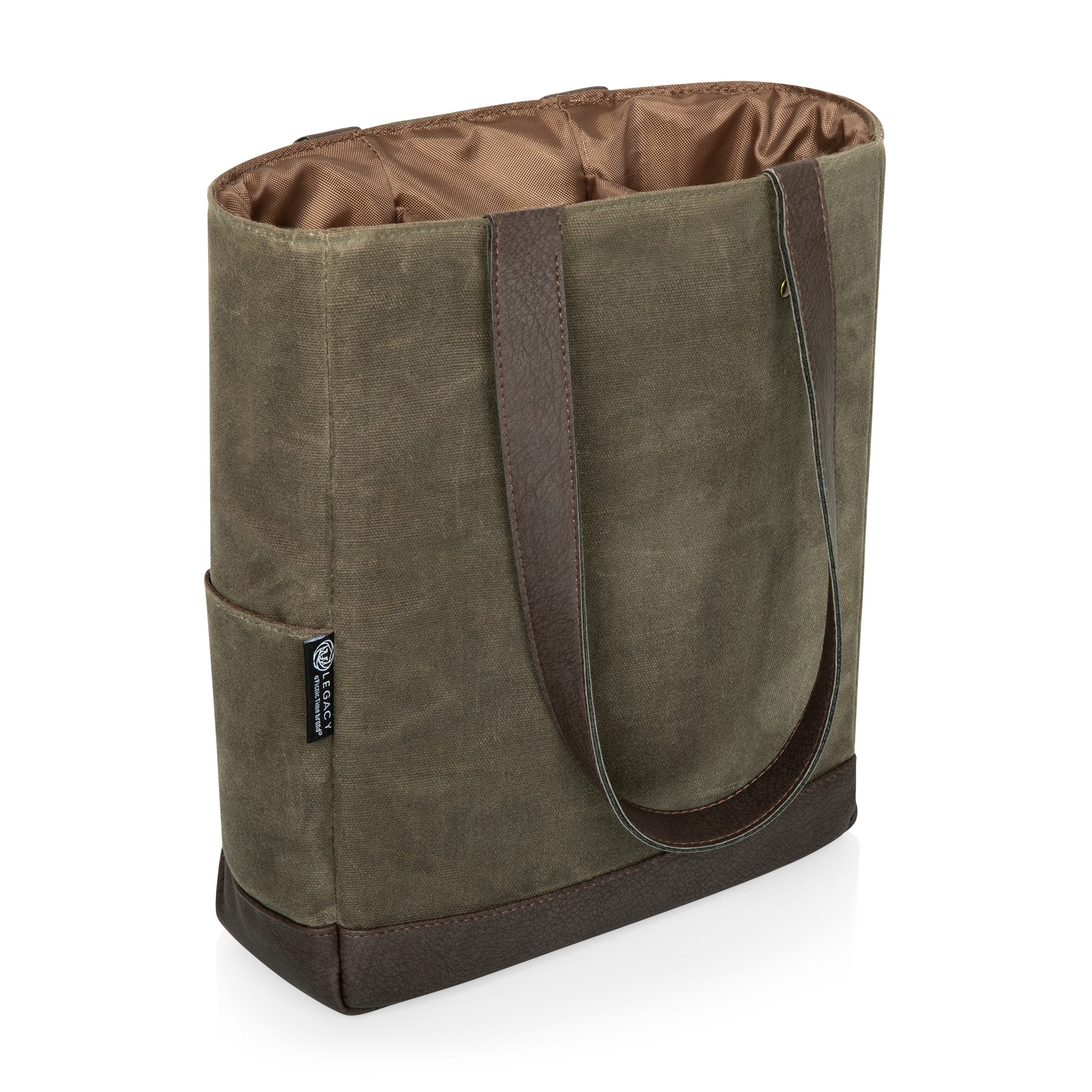 3 Bottle Insulated Wine Cooler Bag Khaki Waxed Canvas