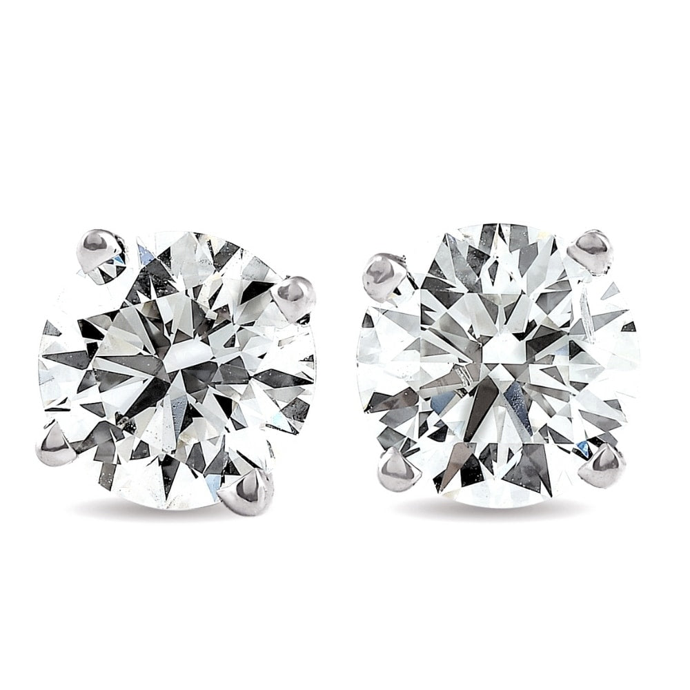 3 Ct Round Lab Created Diamond Screw Back Studs 14K White Gold