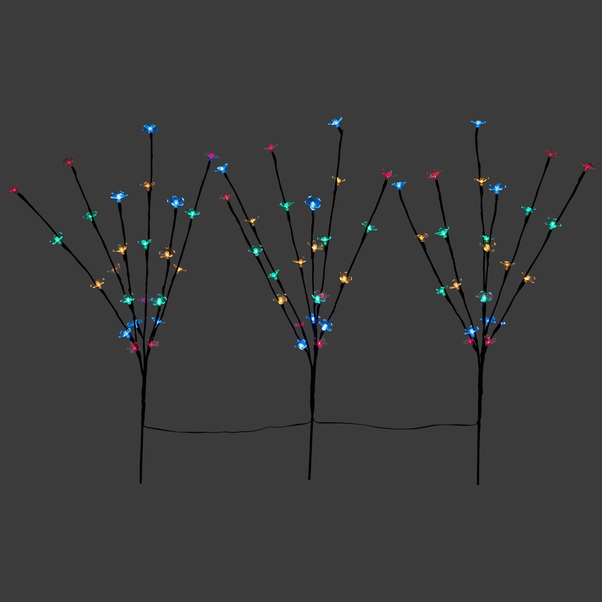 Set Of 3 Led Cherry Blossom Lighted Artificial Tree Branches 2.5 Multi Colored N A