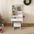 3 Color Led Vanity Mirror With Stool Dressing Table 2 Drawers 5 Storage Cabinets 4 Open 1 Hidden Adjustable Lighting