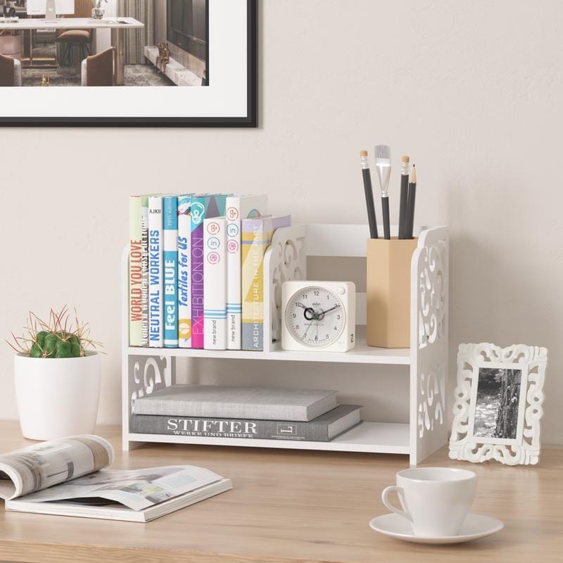 Dl Furniture 3 Compartment Wood Plastic Composite Desk Organizer Perfect For Book Shelf Make Up Organizer Cookie Rack