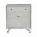 3 Drawer Mid Century Modern Wooden Chest With Splayed Legs Small Gray