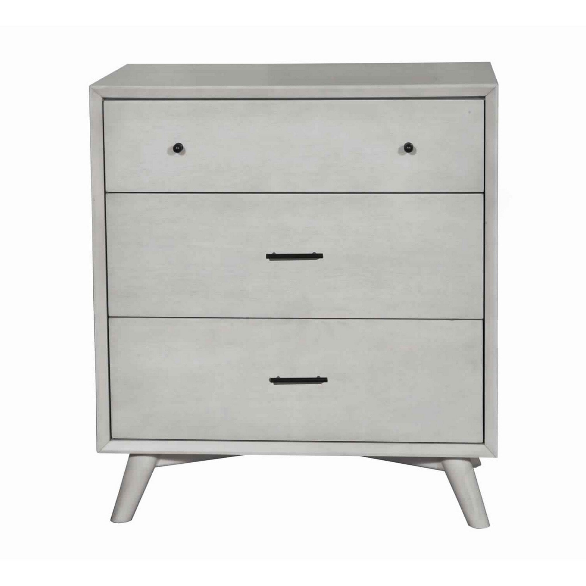 3 Drawer Mid Century Modern Wooden Chest With Splayed Legs Small Gray