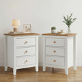 3 Drawer Nightstand Set Of 2 Bedside Tables With Solid Wood Knobs