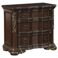 3 Drawer Nightstand With Carved Pilaster And Bracket Feet Cherry Brown