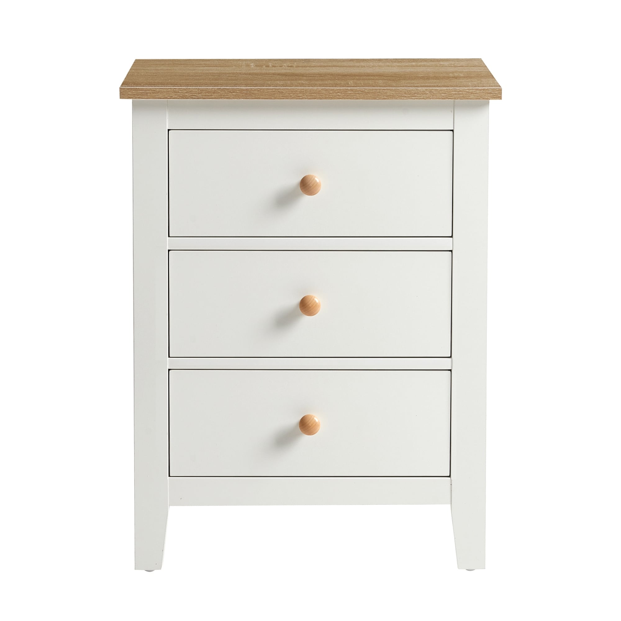 3 Drawer Nightstand With Solid Wood Knobs