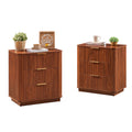 3 Drawers Nightstand 23.6 Wide Modern Chest Of Drawers Curved Wave Design Nightstand Wood Drawer Organizer For Bedroom