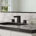 Widespread Bathroom Sink Faucet With Metal Drain Assembly Double Handle Waterfall Spout Bathroom Sink Faucets