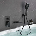 3 Hole Wall Mounted Tub Faucet With Hand Shower Single Handle Waterfall Bathtub Faucet With Valve