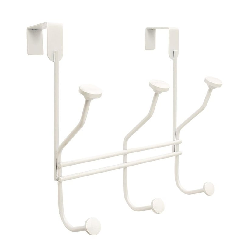 3 Hook White Over The Door Hook Rack