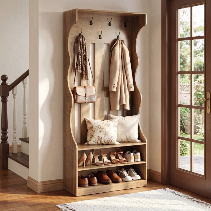 3 In 1 Coat Rack With Shoe Bench 70.87 Tall Hall Tree With 7 Hooks