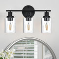 3 Light Bathroom Light Fixtures Brushed Nickel Modern Vanity Lights Over Mirror With Clear Glass Shade Bathroom Wall Lamp